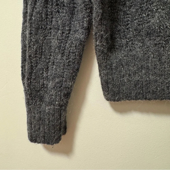 Madewell Alna V Neck Alpaca Blend Cable Knit Sweater Size Small Heather Gray - Picture 7 of 8